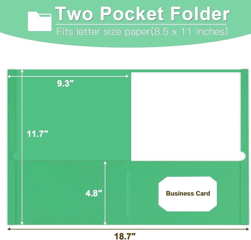 LAYZZ Folders with Pockets, 60 Pack Paper Pocket Folders, 2 Pocket File folders Fits Letter Size Paper, for School Office and Home (Green) - Image 2